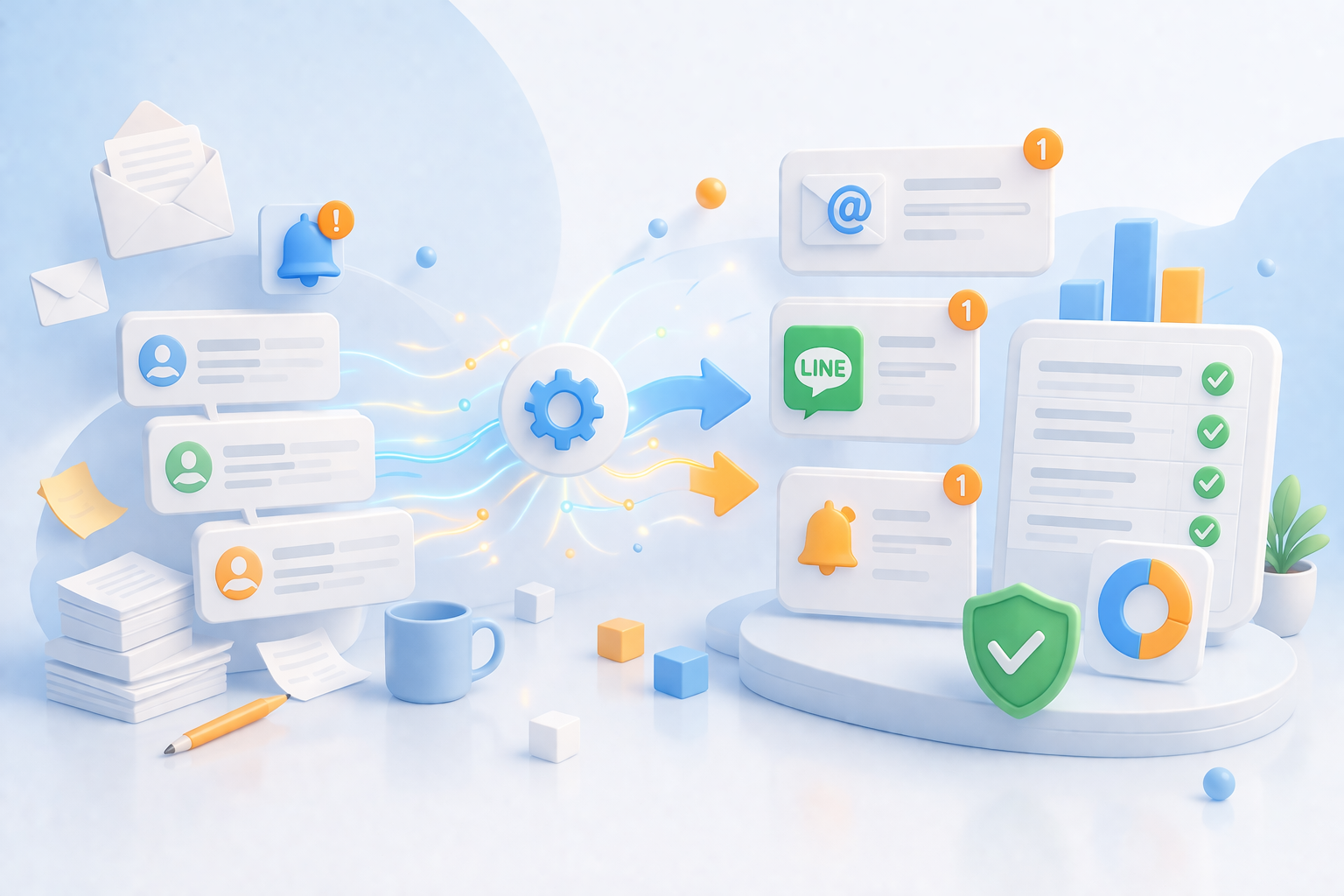 通知自動化の成果イラスト